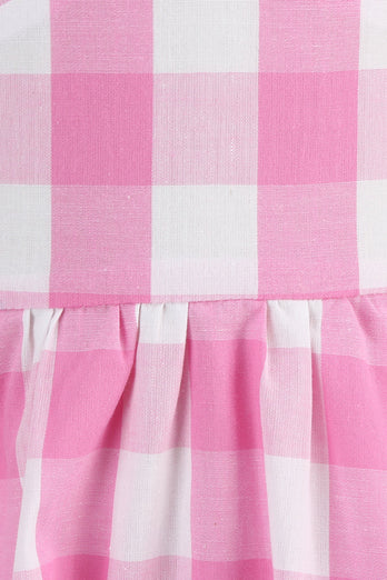 Halter Plaid ærmeløs pink vintage pige kjoler