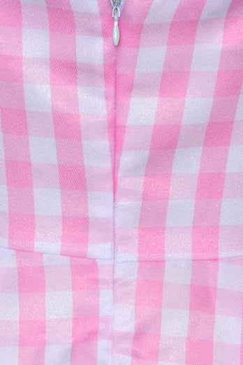 Pink Plaid Pin Up 1950'erne kjole tilbehørssæt