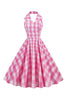 Indlæs billede til gallerivisning Pink Pin Up Plaid 1950&#39;erne vintage kjole