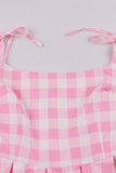 Pink Plaid Pin Up Vintage 1950'erne Kjole