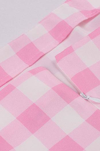 Pink Plaid Pin Up Vintage 1950'erne Kjole