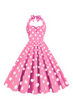 Pink Polka Dots Pin Up Vintage 1950'erne Kjole