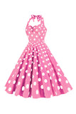 Pink Polka Dots Pin Up Vintage 1950'erne Kjole