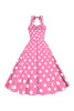 Indlæs billede til gallerivisning Pink Polka Dots Pin Up Vintage 1950&#39;erne Kjole