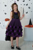 Indlæs billede til gallerivisning Mørk lilla høj lav tyl halloween pigekjole med 3D blomst