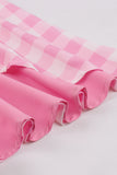 Retro Stilarter A Line Halter Hals pink Plaid 1950'erne Kjole