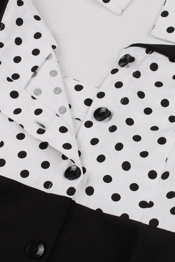 En linje halter hals Polka Dots sort 1950'erne kjole