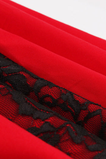 Gothic A Line Snørebånd rød Halloween Kjole