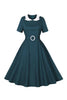 Indlæs billede til gallerivisning Peacock Blå A Line Swing 1950&#39;erne kjole med bælte