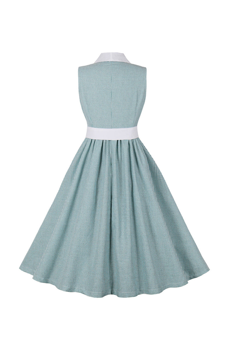 Indlæs billede til gallerivisning Grøn Plaid Swing 1950&#39;erne kjole med bælte