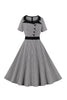 Indlæs billede til gallerivisning Plaid Sort Swing 1950&#39;erne kjole med knapper