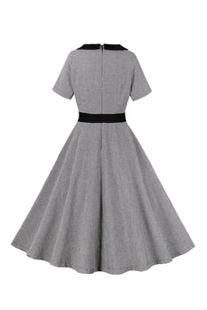 Plaid Sort Swing 1950'erne kjole med knapper