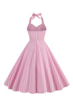 Pink Stripes Halter Swing 1950'erne Kjole