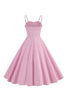 Indlæs billede til gallerivisning Spaghetti stropper lyserøde striber swing 1950&#39;erne kjole