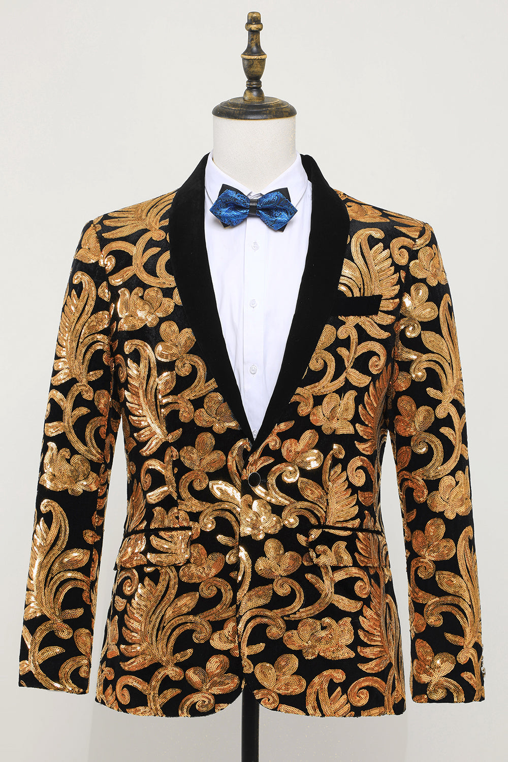 Blazer Slim Fit Solid One Button Business Gold Suit Jacket til mænd