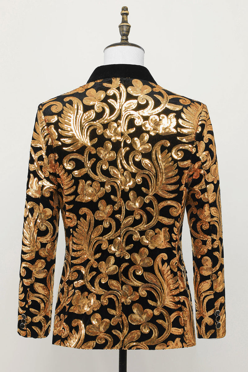 Indlæs billede til gallerivisning Blazer Slim Fit Solid One Button Business Gold Suit Jacket til mænd