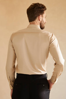 Langærmede let Khaki massiv jakkesæt skjorte