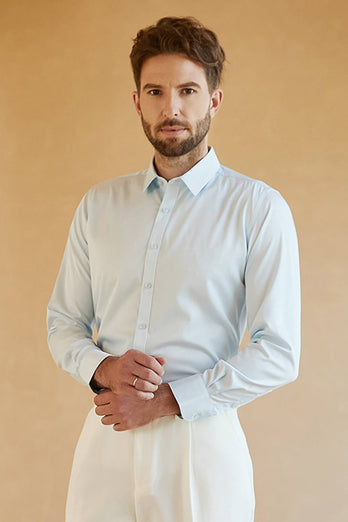 Langærmet lyseblå heldragtskjorte
