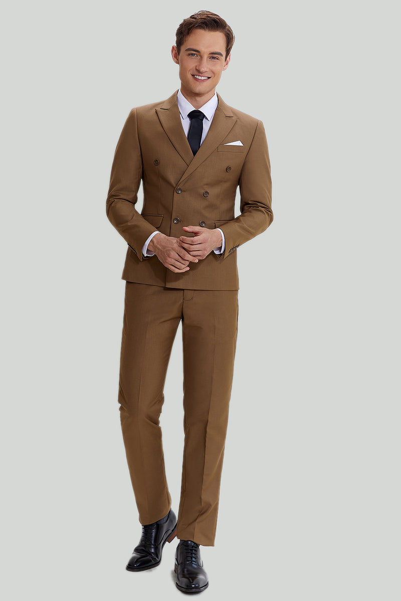 Indlæs billede til gallerivisning Khaki Mænds 2-delt Slim Fit Smoking &amp; Suit