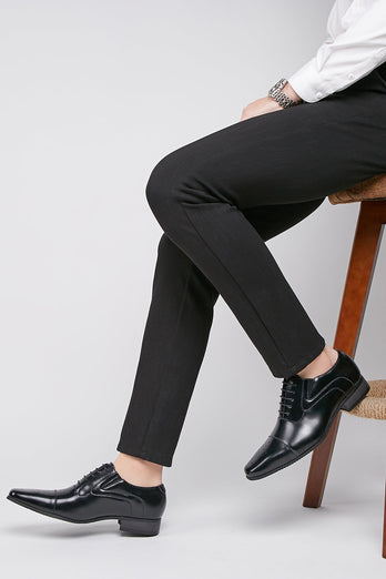 Sorte snørebånd i læder slip-on formelle sko til mænd