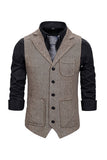 Brun Tweed Single Breasted Notched Revers Herre Habit Vest