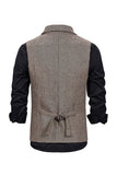 Brun Tweed Single Breasted Notched Revers Herre Habit Vest