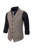 Brun Tweed Single Breasted Notched Revers Herre Habit Vest