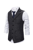 Brun Tweed Single Breasted Notched Revers Herre Habit Vest