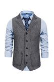 Brun Tweed Single Breasted Notched Revers Herre Habit Vest