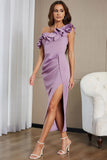 Lilac flæser One Shoulder Cocktail Dress med slids