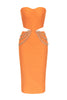 Indlæs billede til gallerivisning Orange korset skåret ud bodycon cocktailkjole