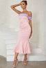 Indlæs billede til gallerivisning Blush pink stropløs havfrue cocktail kjole