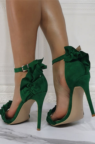 Mørkegrøn stiletblomst højhælede sandaler