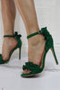 Indlæs billede til gallerivisning Mørkegrøn stiletblomst højhælede sandaler