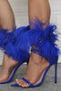 Indlæs billede til gallerivisning Royal Blue Feather spids tå stiletto sandaler