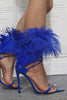 Indlæs billede til gallerivisning Royal Blue Feather spids tå stiletto sandaler