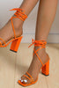 Indlæs billede til gallerivisning Orange strappy blok hæl sandal