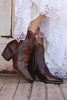 Indlæs billede til gallerivisning Brun PU læder chunky stål boho støvler