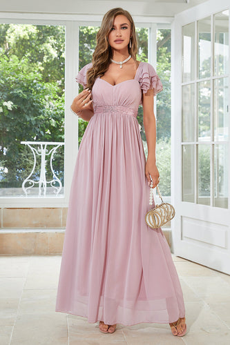 Chiffon A-Line Støvet rose formel kjole