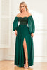 Indlæs billede til gallerivisning Glitrende Sweetheart Langærmet Pine Formel kjole med pailletter