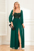 Indlæs billede til gallerivisning Glitrende Sweetheart Langærmet Pine Formel kjole med pailletter