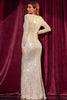 Indlæs billede til gallerivisning Glitrende Keyhole abrikos formel kjole med slids