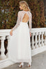 Indlæs billede til gallerivisning Hvid A-line chiffon brudekjole med V-hals med lange ærmer