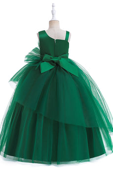 Mørkegrøn A Line ærmeløs pigekjole