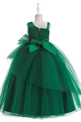 Mørkegrøn A Line ærmeløs pigekjole