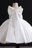 Indlæs billede til gallerivisning Hvid A Line plisseret satin pige kjole med bowknot