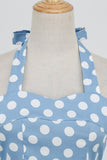 Halter Blå Polka Prikker 1950'erne Kjole