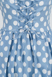 Halter Blå Polka Prikker 1950'erne Kjole