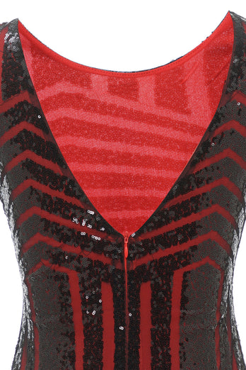 Rød rund hals 1920'erne Flapper Kjole