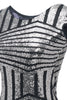 Indlæs billede til gallerivisning Sølv Rund hals 1920&#39;erne Flapper Kjole